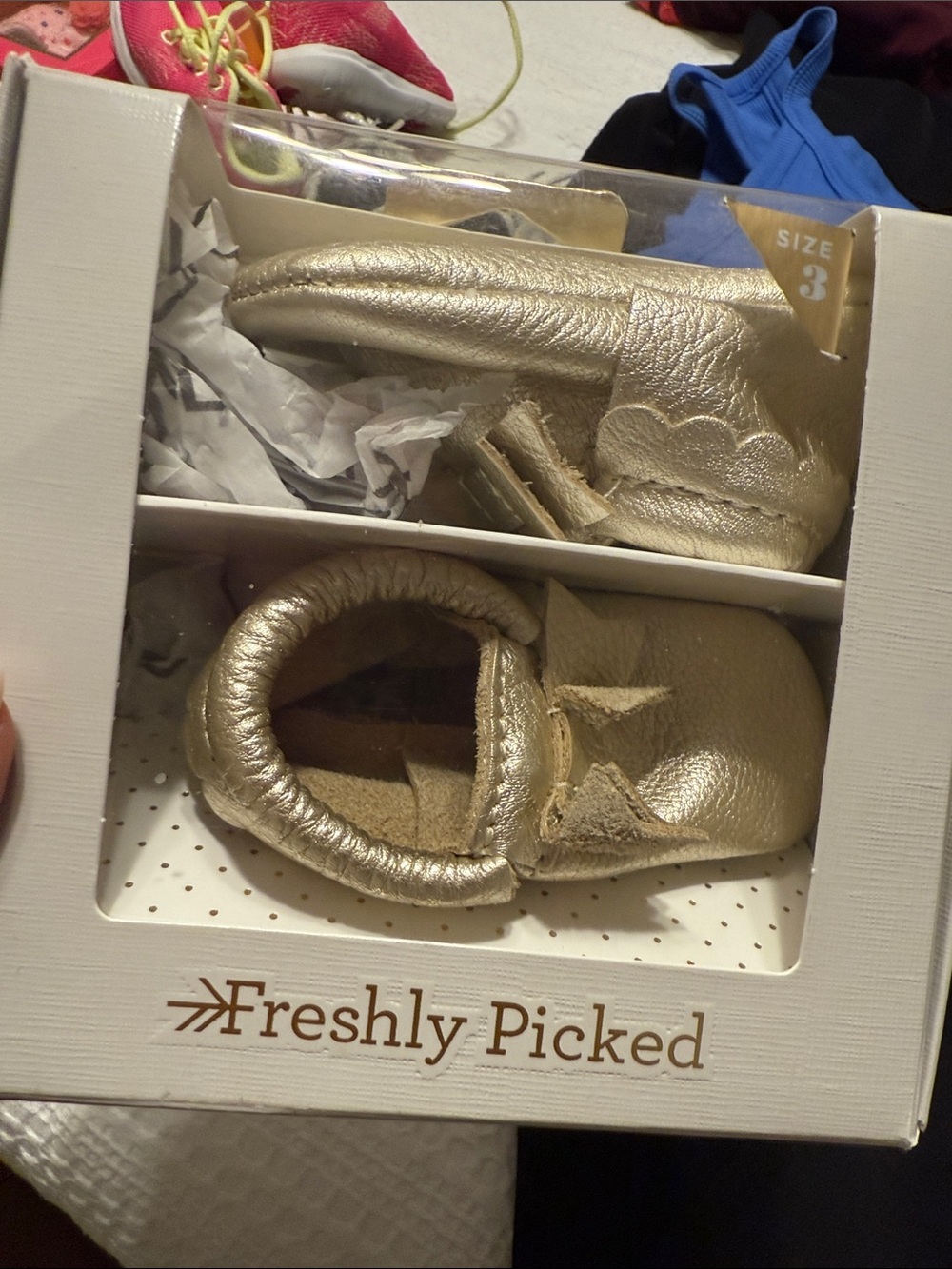 Freshly Picked Metallic Gold Baby Moccasins